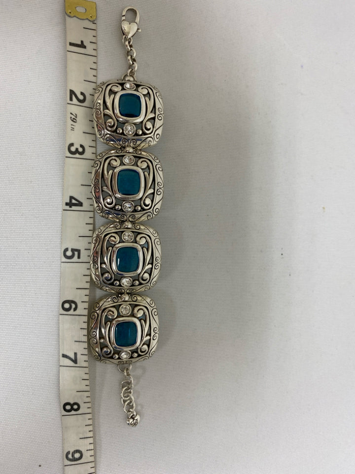 Brighton Silver Color Blue/Clear Jeweled Bracelet