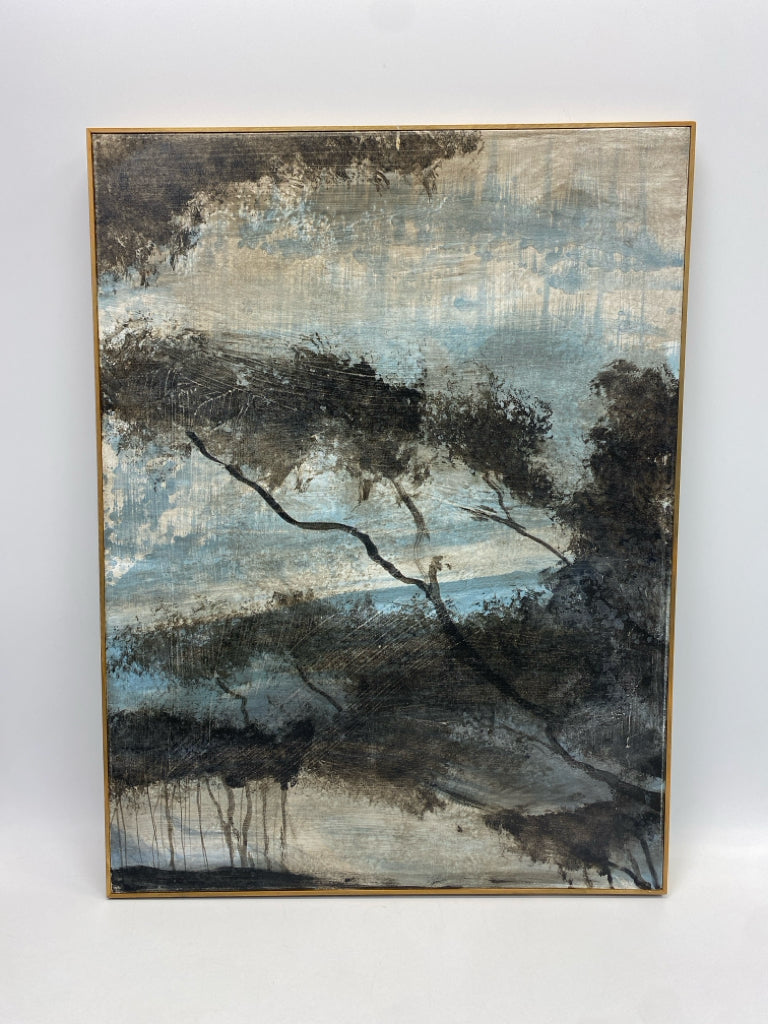 Blue/White Brown/Gray Landscape Canvas Art