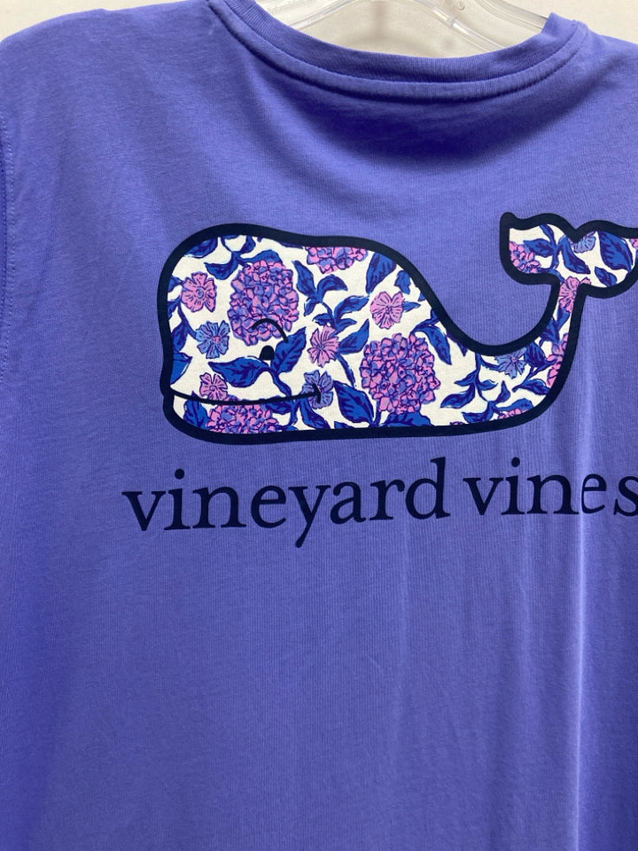 Vineyard Vines Size XL Periwinkle White/Purple Whale Ladies Top