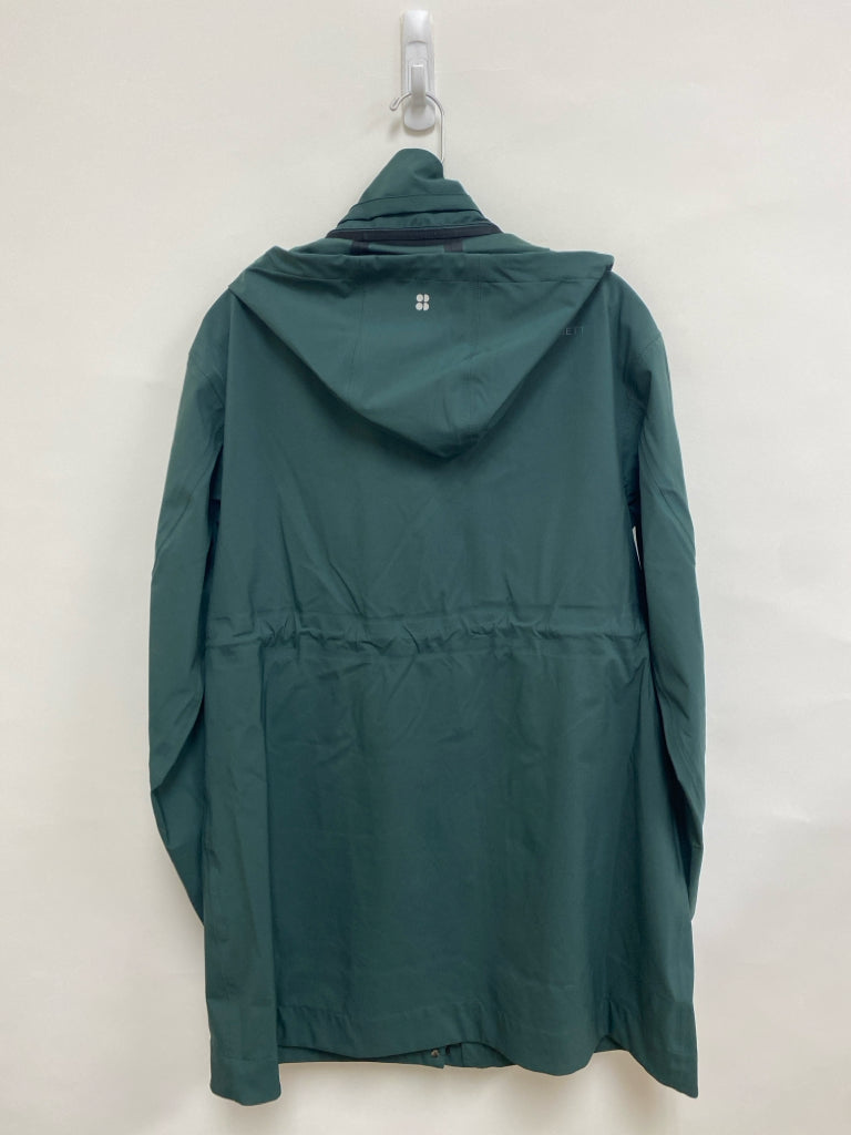 Sweaty Betty Size XS Dark Green Zip Down Hooded Ladies Rain Coat
