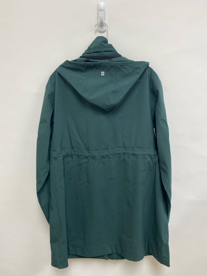 Sweaty Betty Size XS Dark Green Zip Down Hooded Ladies Rain Coat