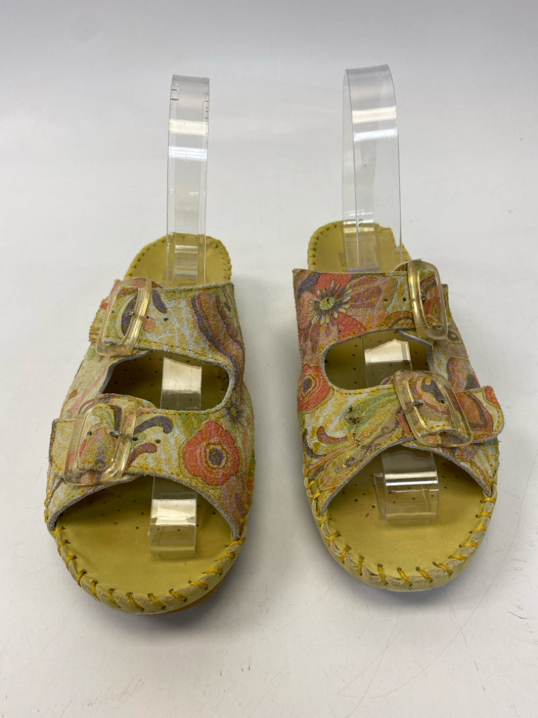 Size 38 Yellow Multi-Color Sandals