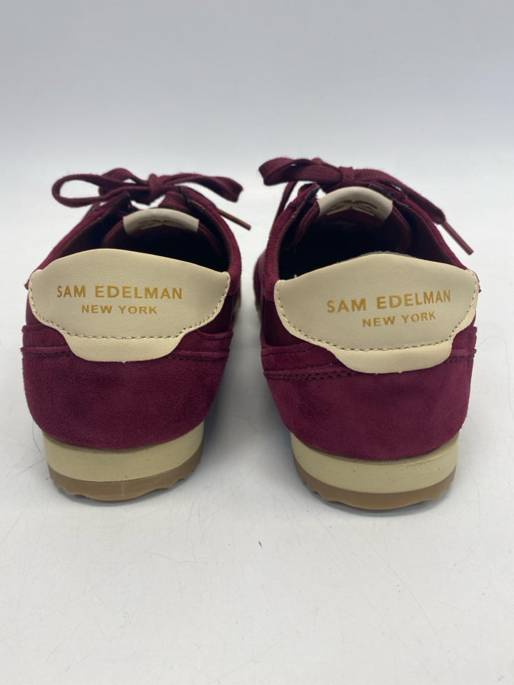 Sam Edelman  Size 8.5 Burgundy Cream Lace-up Sneakers