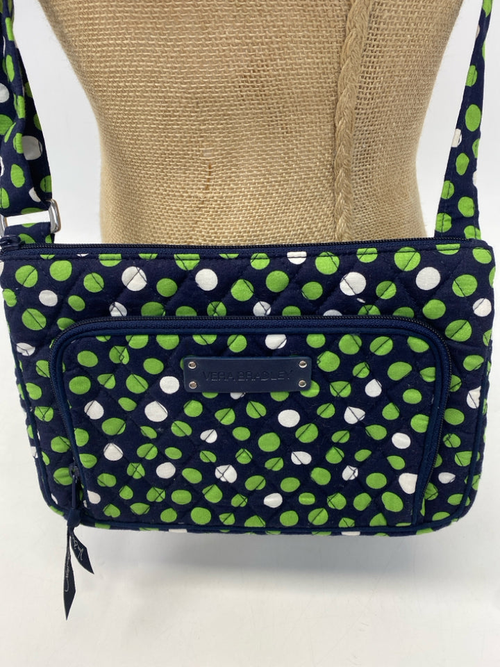 Vera Bradley Navy Green/White Dot(s) Fabric Crossbody
