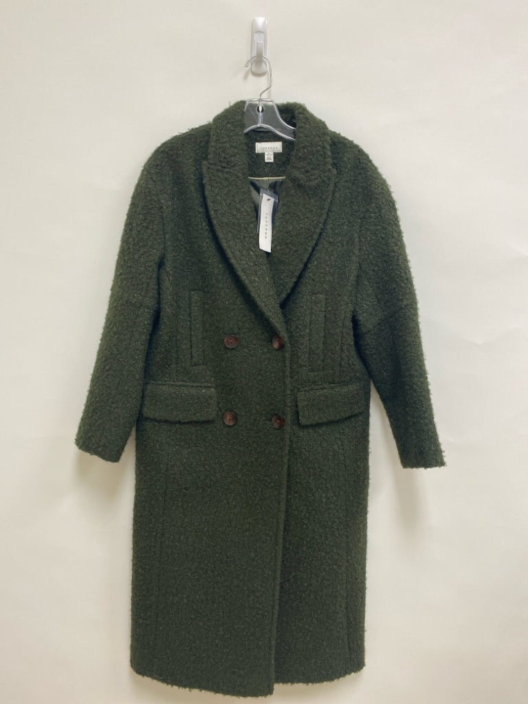 NWT TOPSHOP Size S Dark Green Double-Breasted Boucle Ladies Coat