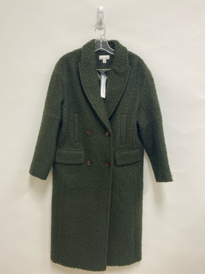 NWT TOPSHOP Size S Dark Green Double-Breasted Boucle Ladies Coat