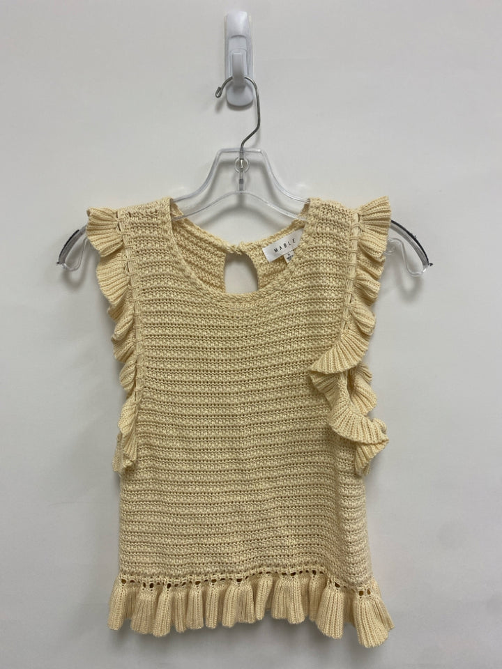 Size S Tan Ruffles Sleeveless Ladies Sweater