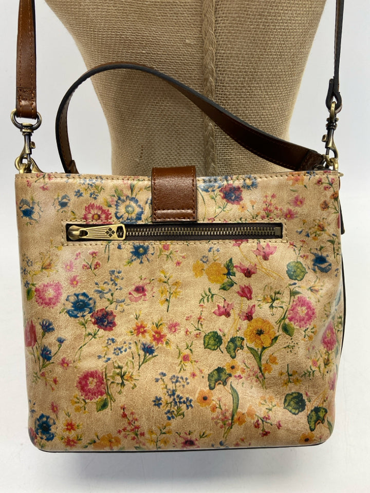 Patricia Nash Brown Multi-Color Flower(s) Crossbody
