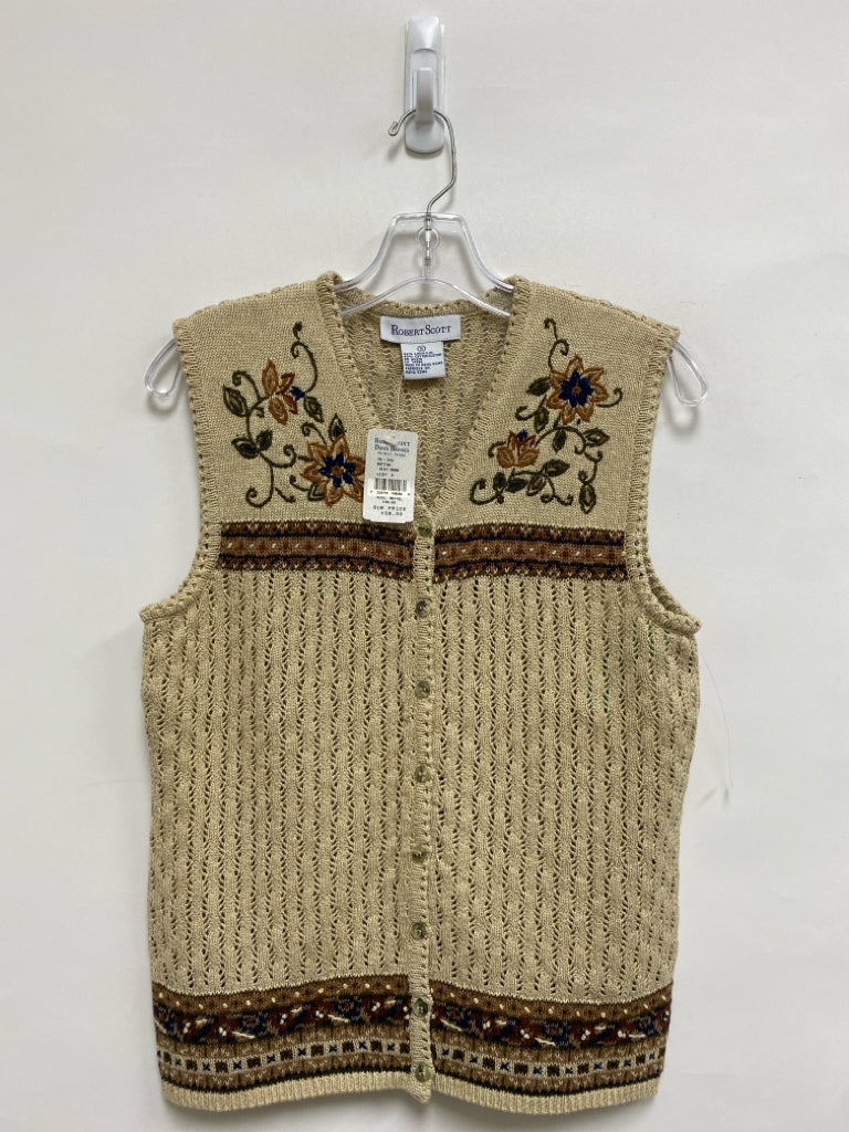 NWT Size S Tan/Brown Navy Flowers Ladies Sweater Vest