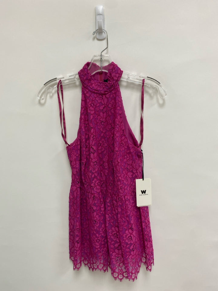 NWT W By Worth Size 0 Hot Pink Lace Halter Ladies Top