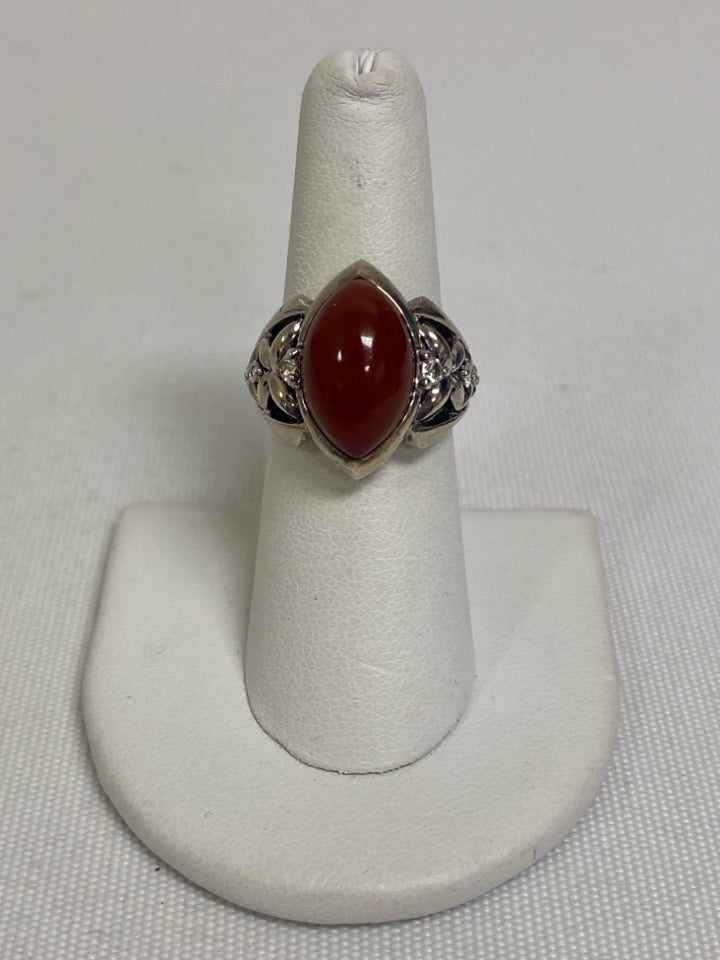 ANN KING Red Silver Stones Ring