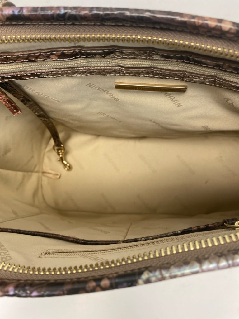 NWT Brahmin Brown Tan Snakeprint Leather Handbag