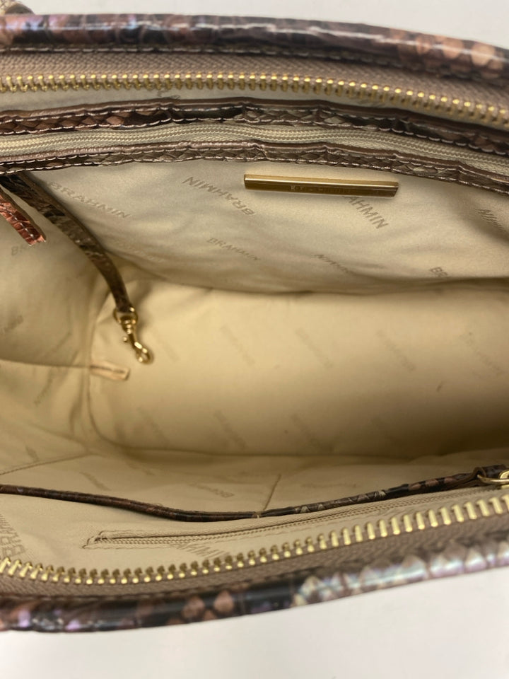 NWT Brahmin Brown Tan Snakeprint Leather Handbag