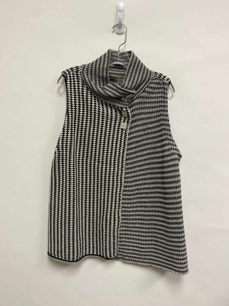 HabitaT Size L Black White Striped Sleeveless Ladies Sweater