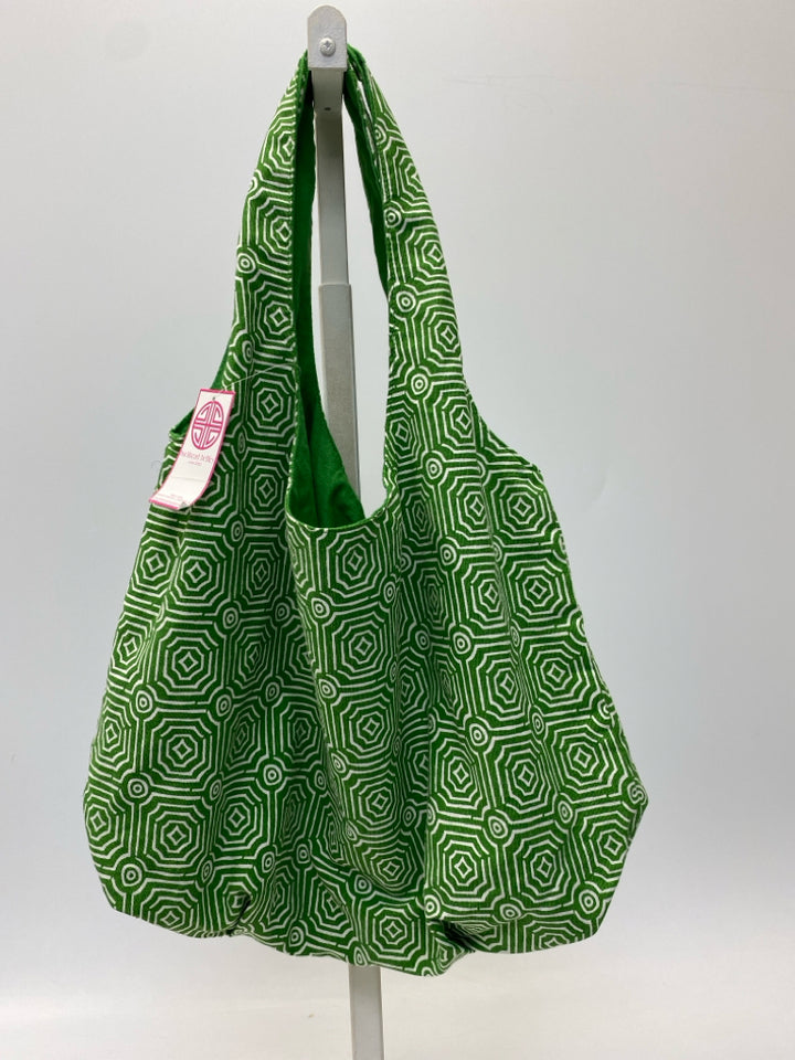 NWT Buckhead Betties Green White Reversible Tote Bag