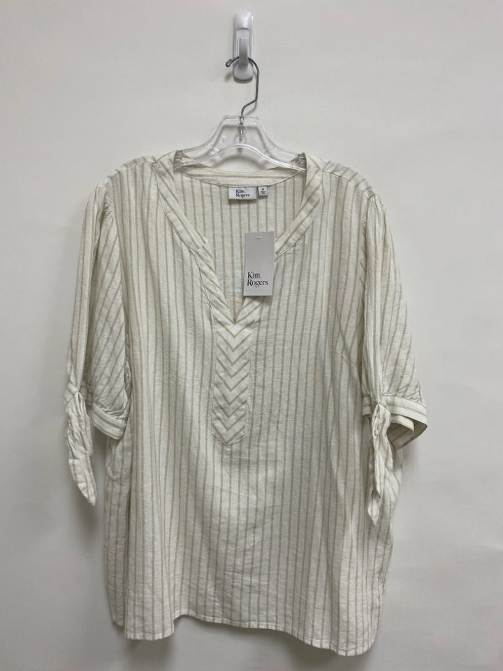 NWT Kim Rogers  SIZE  2X White Tan Striped Plus Size Top