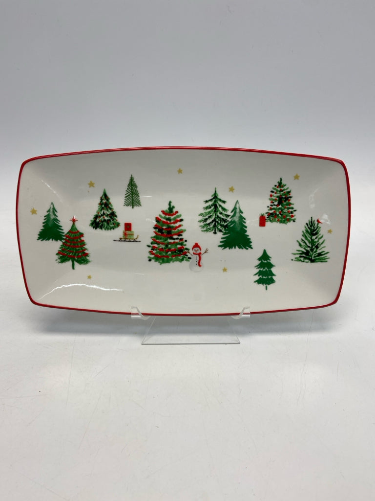 Oneida White Green Trees Christmas