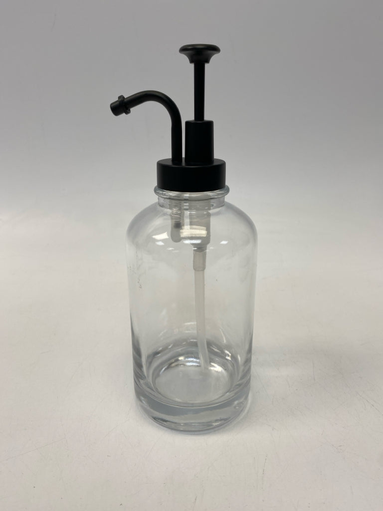 Clear Black Glass/Metal Soap/Lotion Dispenser