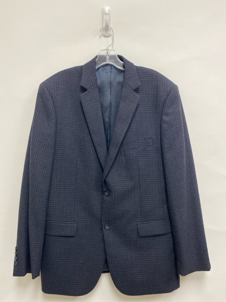 PRONTO UOMO Size 44L Black Navy Checkered Wool Men&