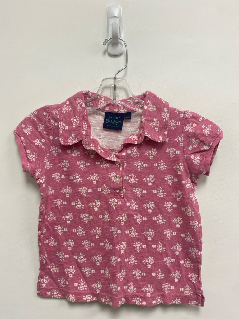 Mini Boden SIZE 5/6 Pink White Flowers Polo Girl&