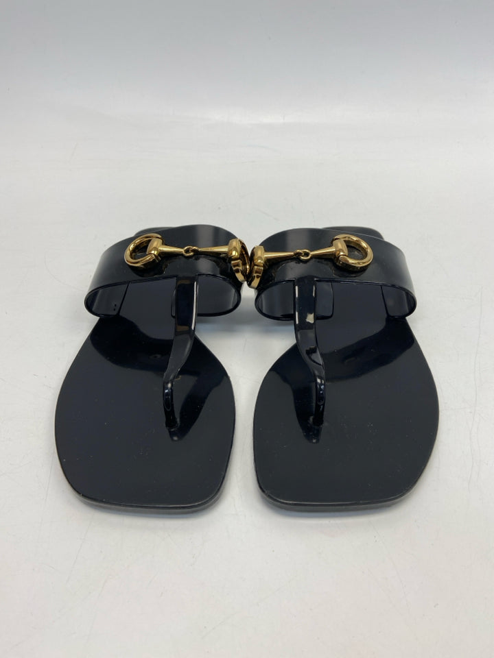 Jeffrey Campbell  Size 9 Black Gold Accent(s) Jelly Sandals