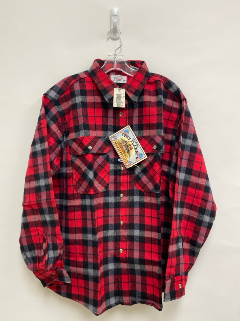 NWT Size XL Red/Black Gray Plaid Flannel Men&