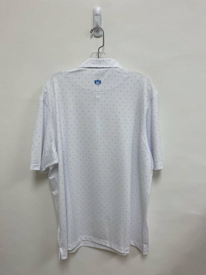 NWT Alan Paine Size XL White Blue Polo Men&