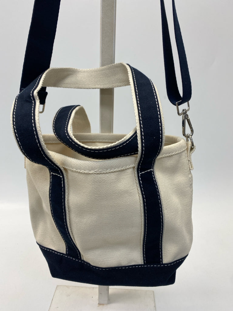 Lands End Cream Navy Tote Bag