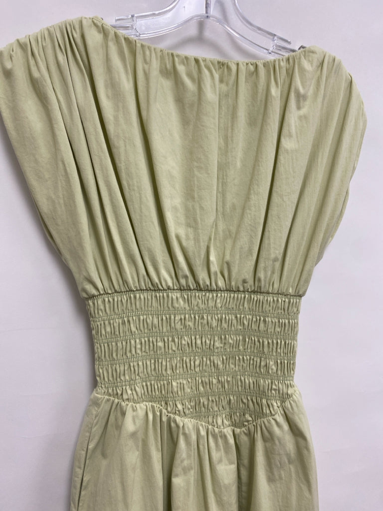 Size XS Pale Olive Green Smocking Maxi Ladies Dress