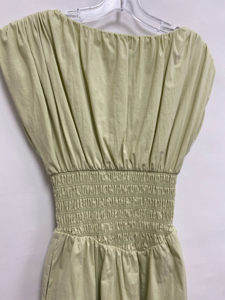 Size XS Pale Olive Green Smocking Maxi Ladies Dress
