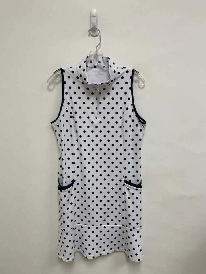 Size M White Black Polka Dot Sleeveless Athletic Dress