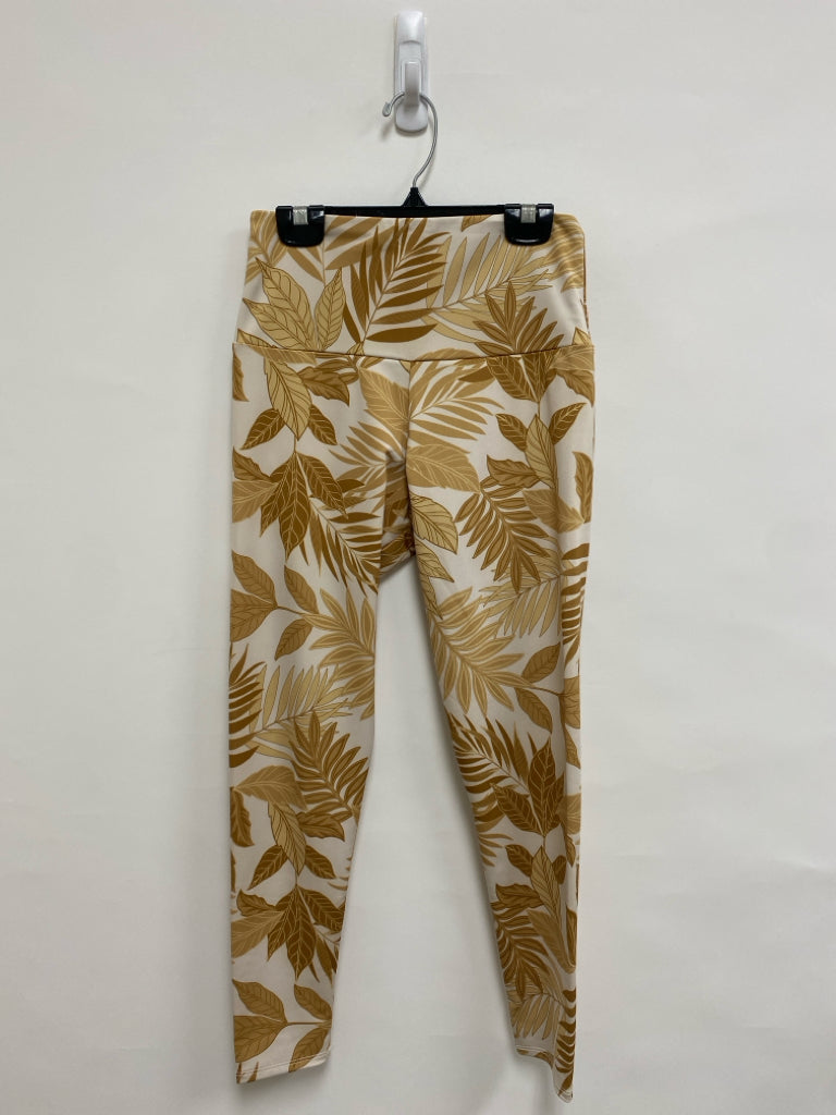onzie Size S Cream Tan Leaves Athletic Leggings