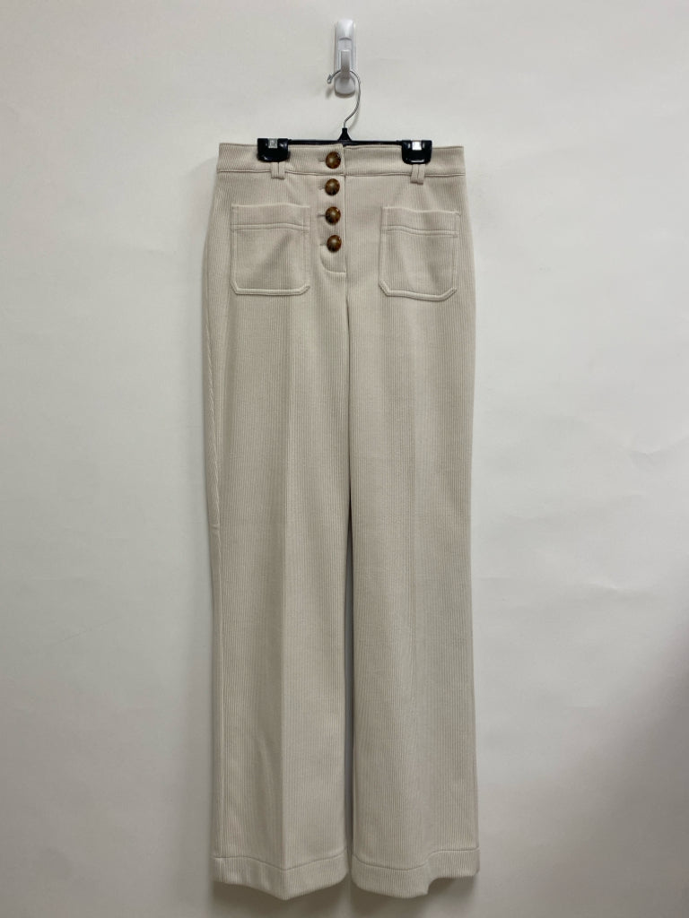 RACHEL ZOE Size 2 Cream Ribbed Wide Leg Ladies Pants