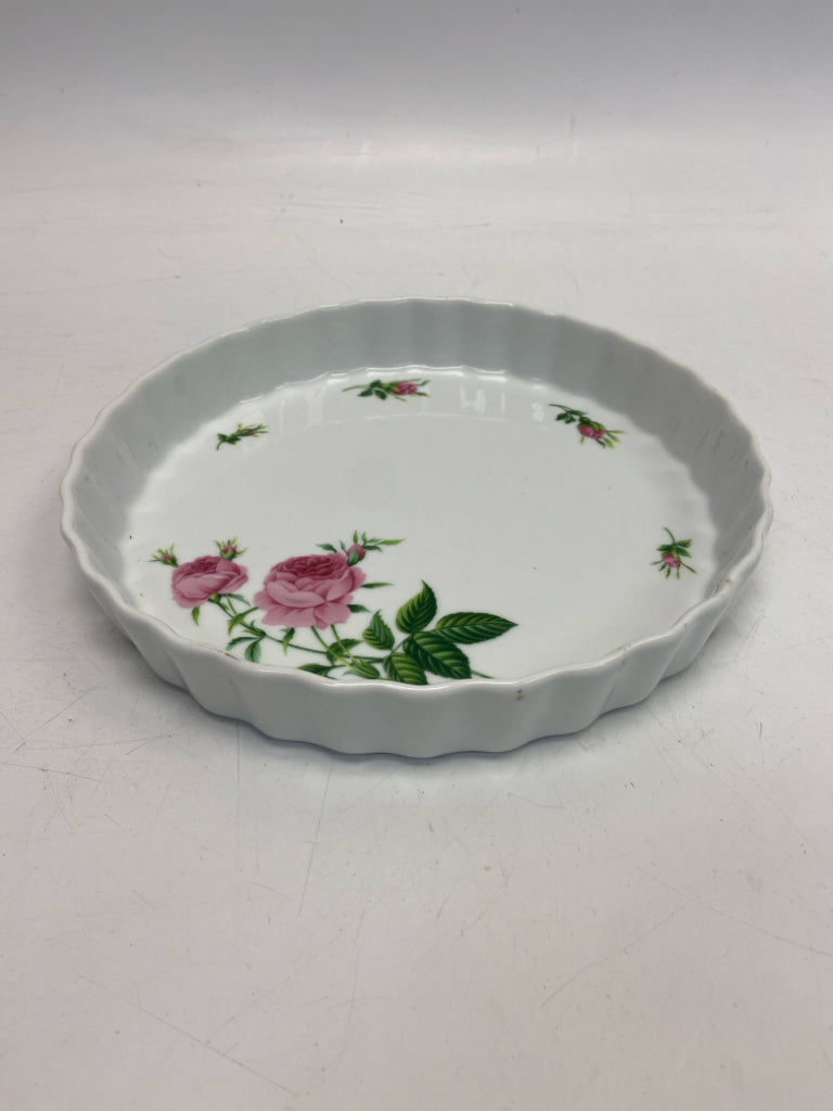 White Pink Roses Serving Piece