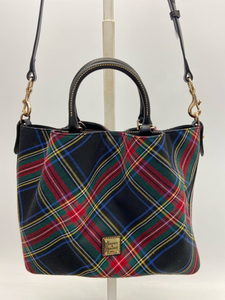 Dooney &amp; Bourke Black Red/Multi Plaid Handbag