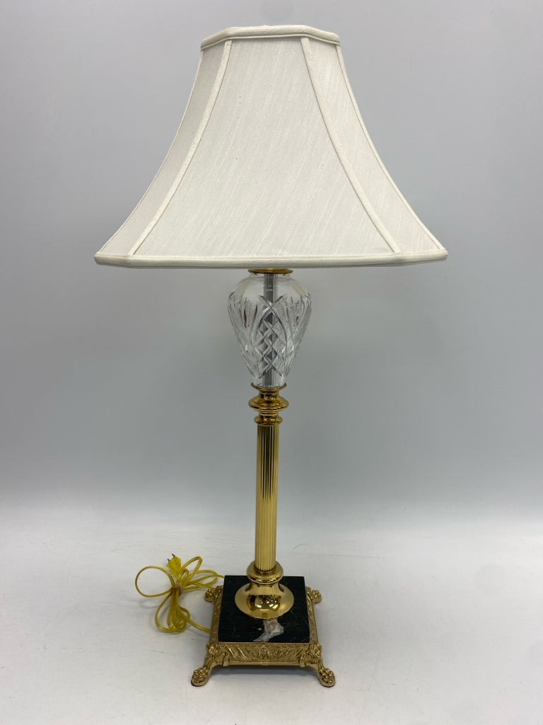 Waterford Clear Brass Metal/Glass/Stone Lamp