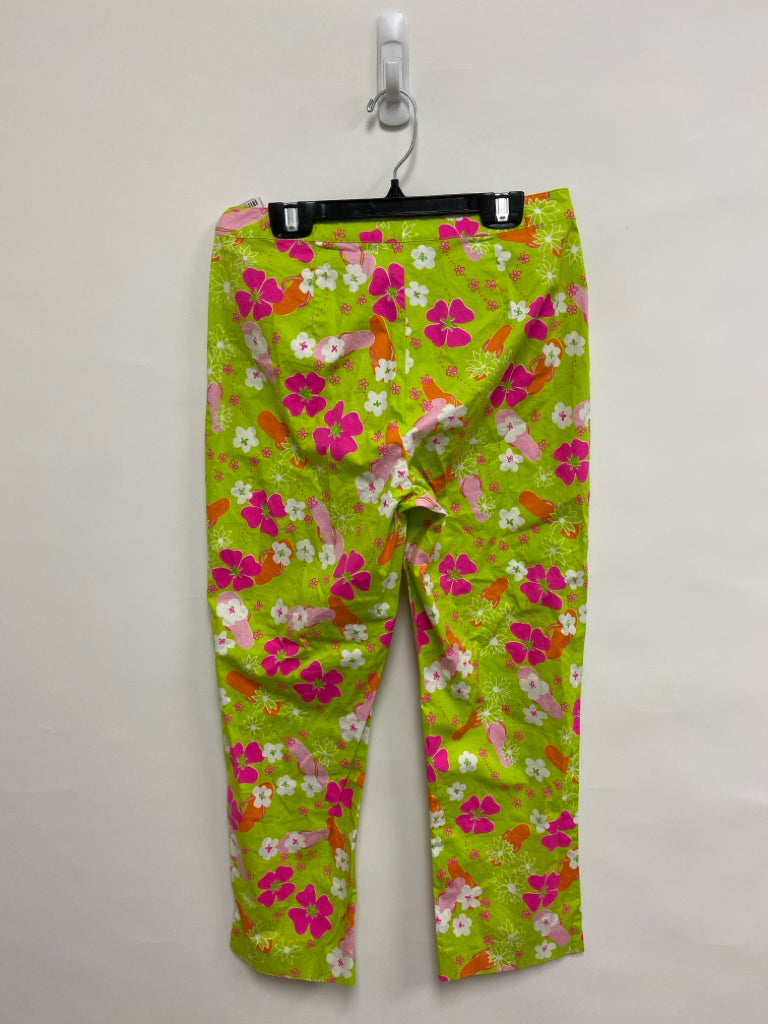LILLY PULITZER Size 4 Neon Multi Flipflop Cropped Ladies Pants