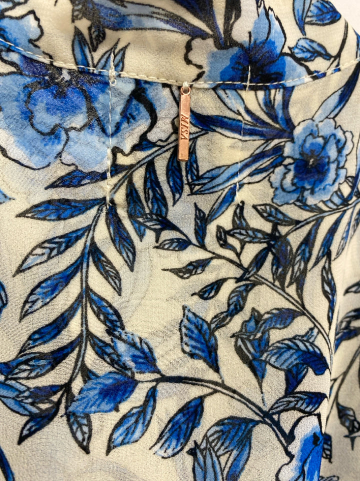 Misa Size S Cream Blue/Black Flowers Ladies Dress