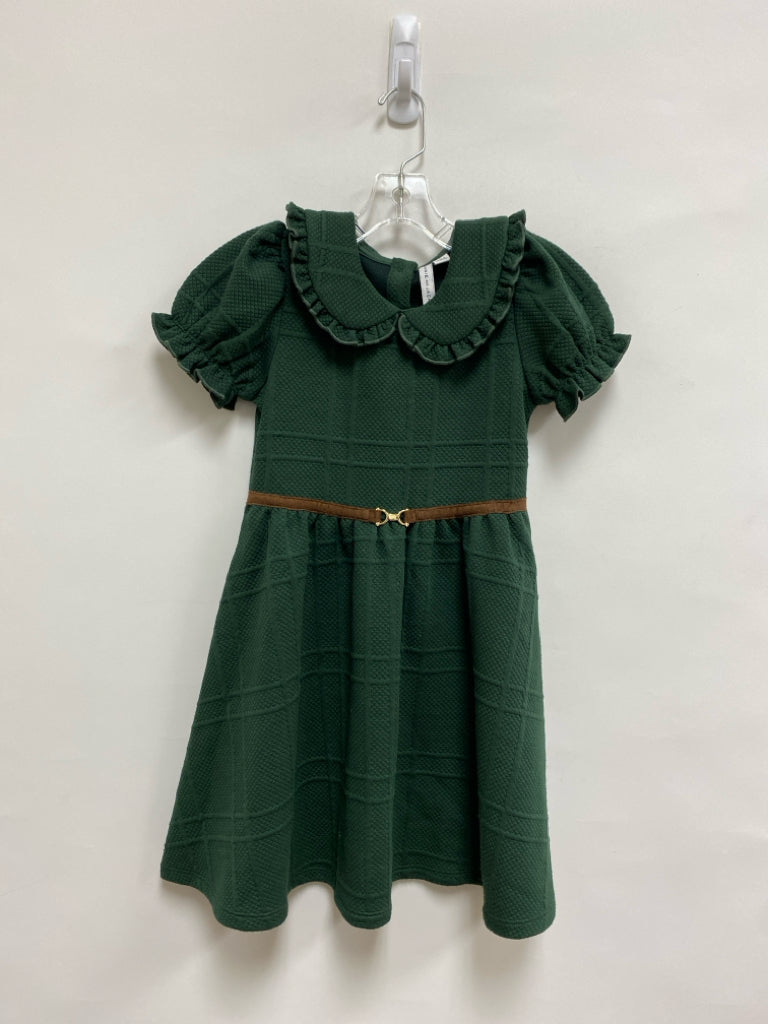 Janie and Jack SIZE 7 Dark Green Texture Short Sleeve Girl&