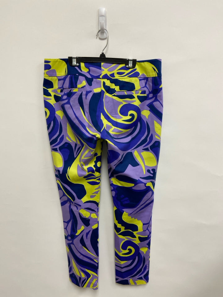 Alice&amp;Trixie Size M Navy/Green Purple Abstract Ladies Pants
