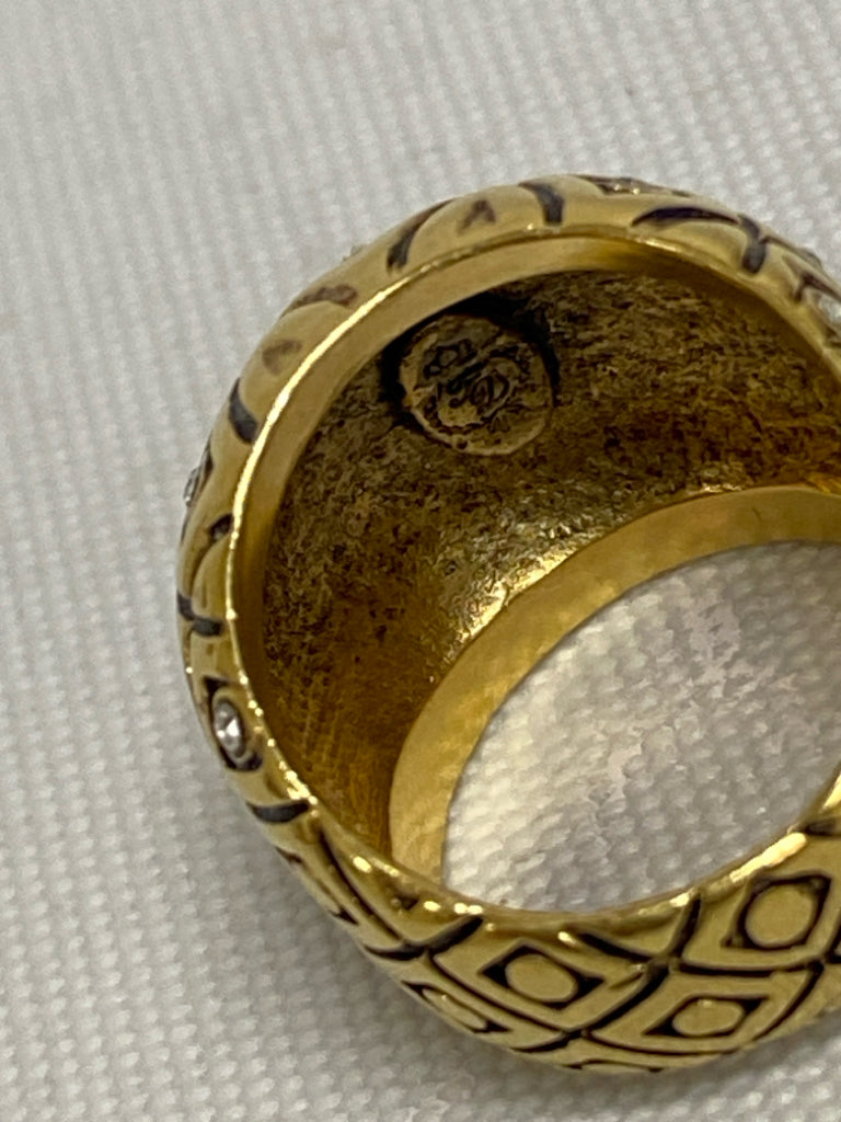 Gold Color Black Jeweled Ring