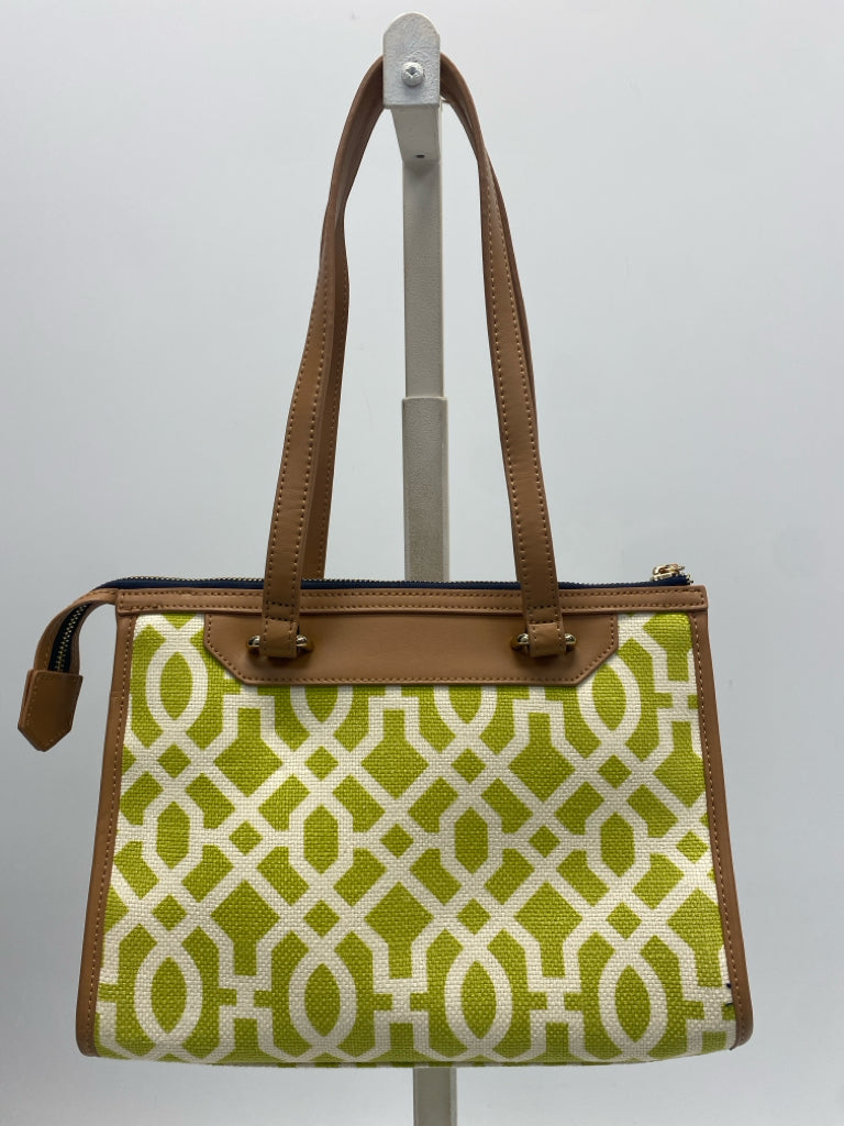 Spartina Lime Green Cream/Brown Print Handbag