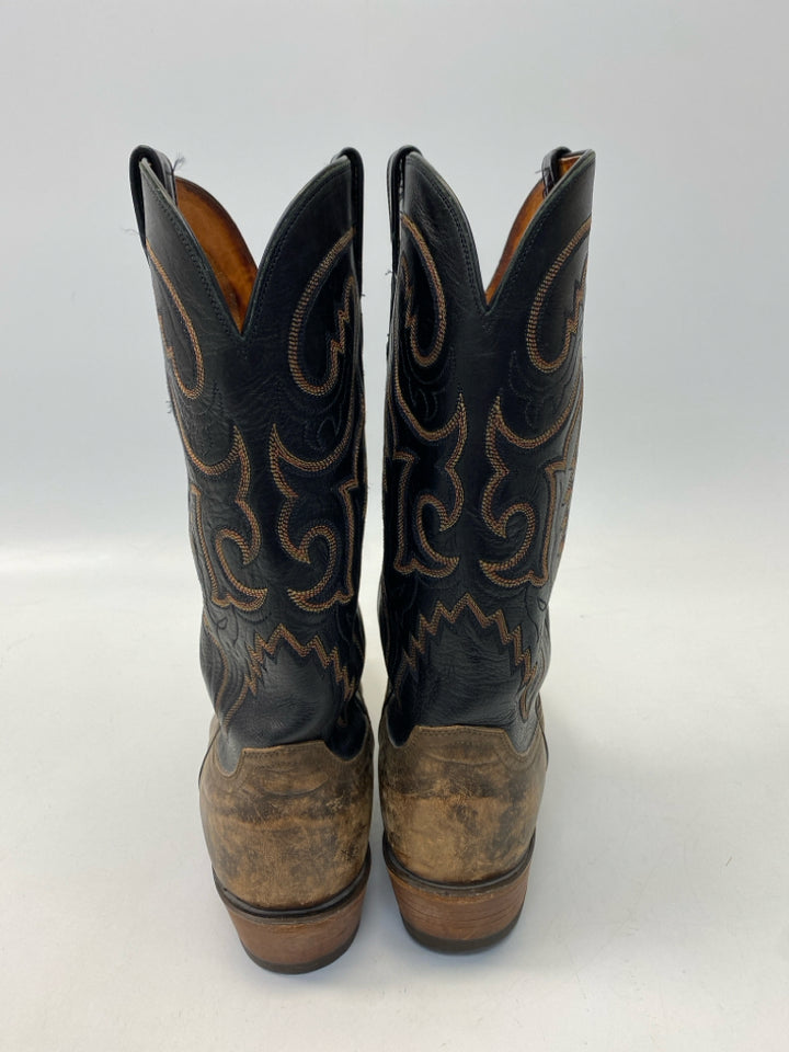 Lucchese Size 12 Black Brown Western Men&