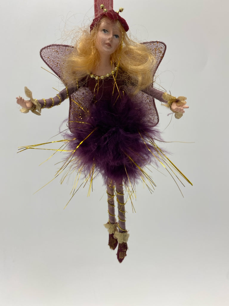 Purple Gold Feathers Ornaments