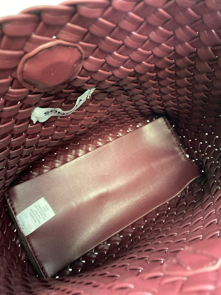NWT Sonoma Burgundy Woven Vegan Leather Handbag