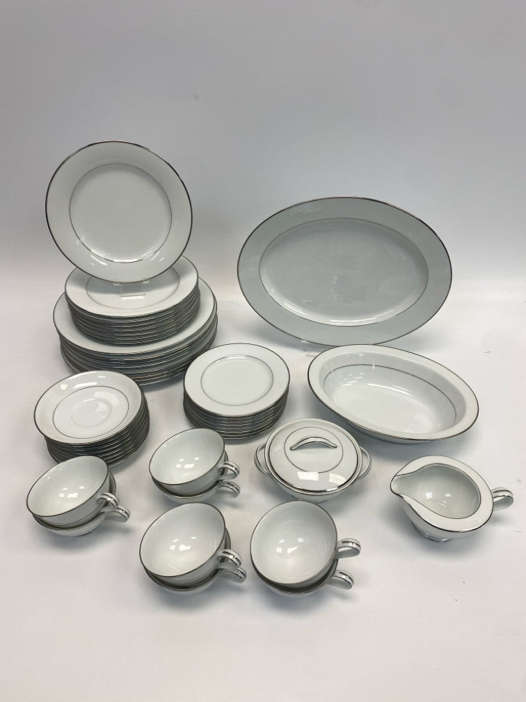 Noritake White Silver Trimmed Dishes
