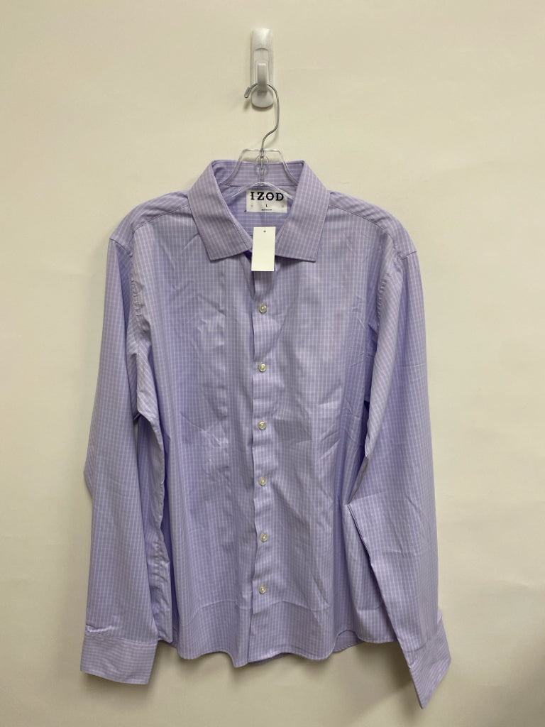 NWT Izod Size L Lavender White Plaid Men&