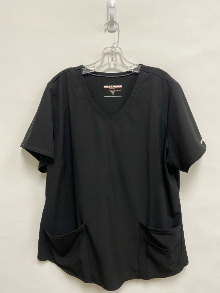 Skechers Size 2X Black Plus Size Uniform Top