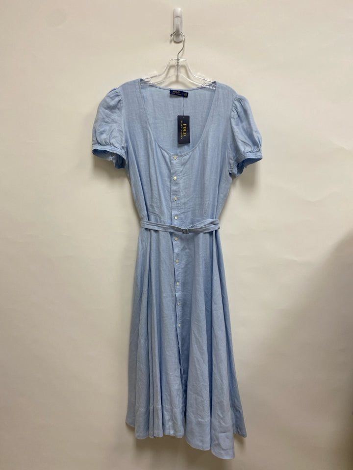 NWT Polo Size 14 Powder Blue Button Up Linen Ladies Dress