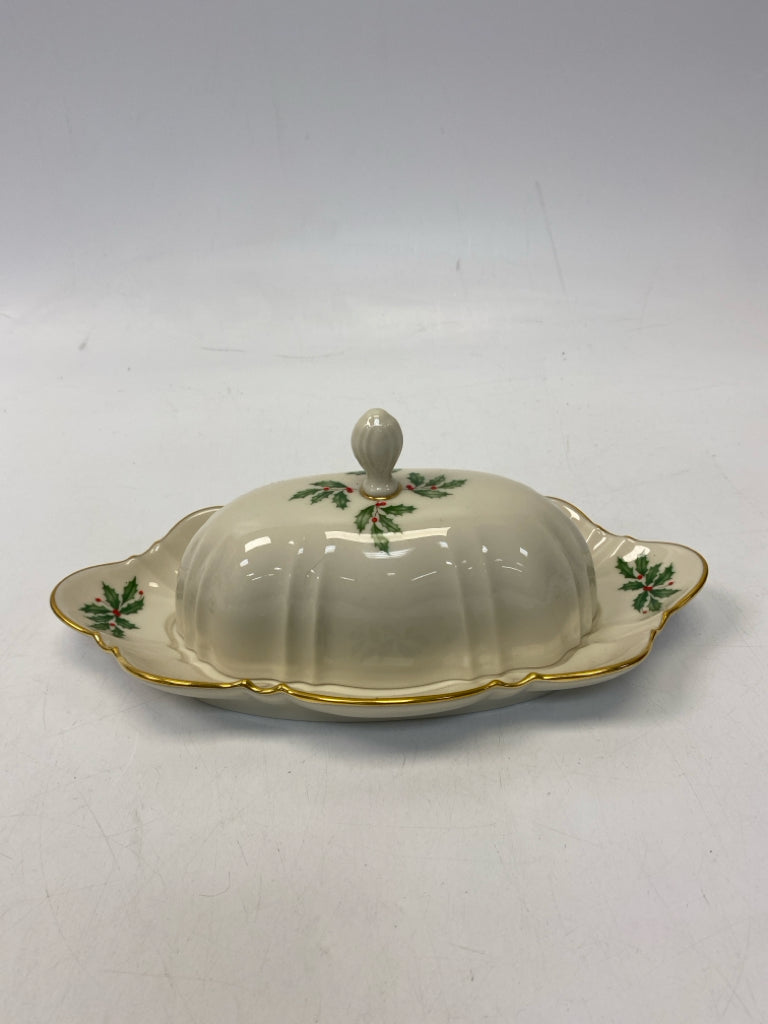 Lenox Cream Green/Red Holly Berries China Christmas